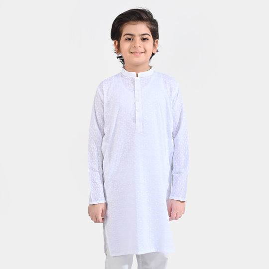 Boys Chicken Kari Basic Chicken Kurta-Bright White
