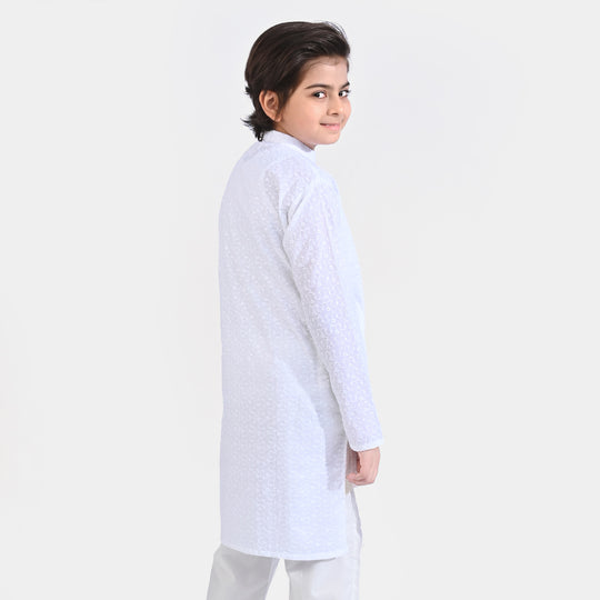 Boys Chicken Kari Basic Chicken Kurta-Bright White
