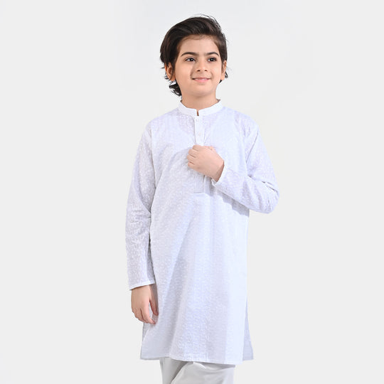 Boys Chicken Kari Basic Chicken Kurta-Bright White