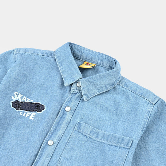 Boys Denim rigid Shirt H/S Skate-LT.Blue