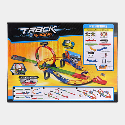 Track Set With 4Pcs Alloy Car For Kids