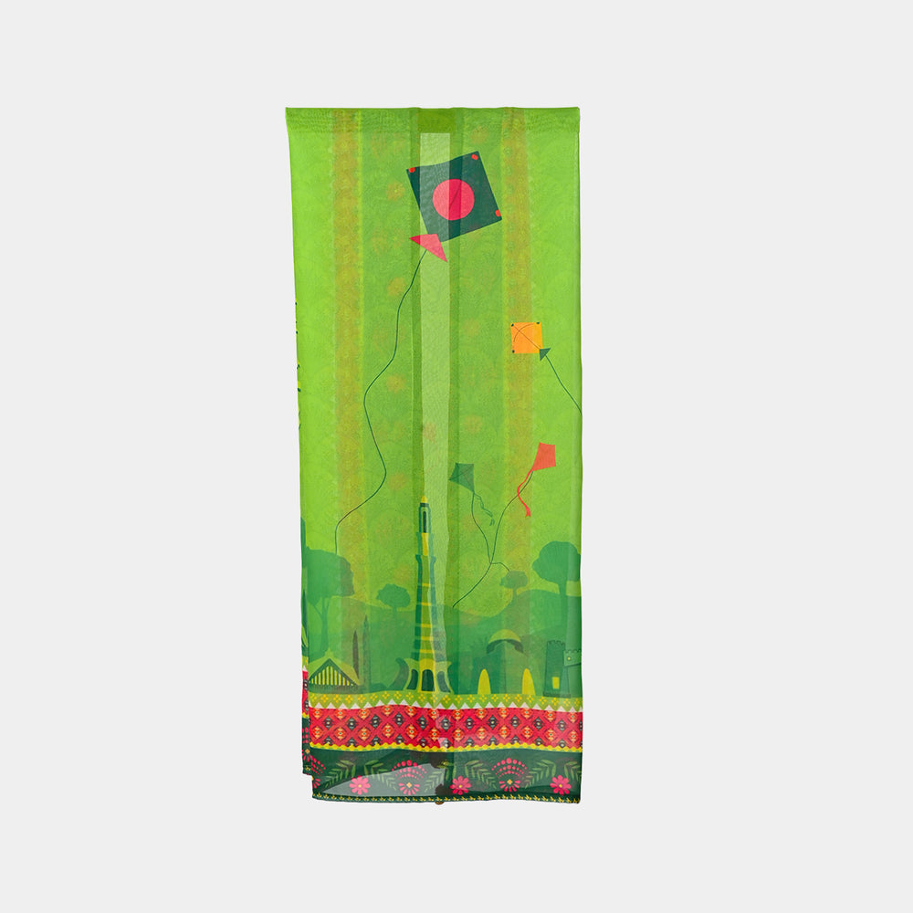 Girls Chiffon Dupatta Hamara Pakistan-GREEN