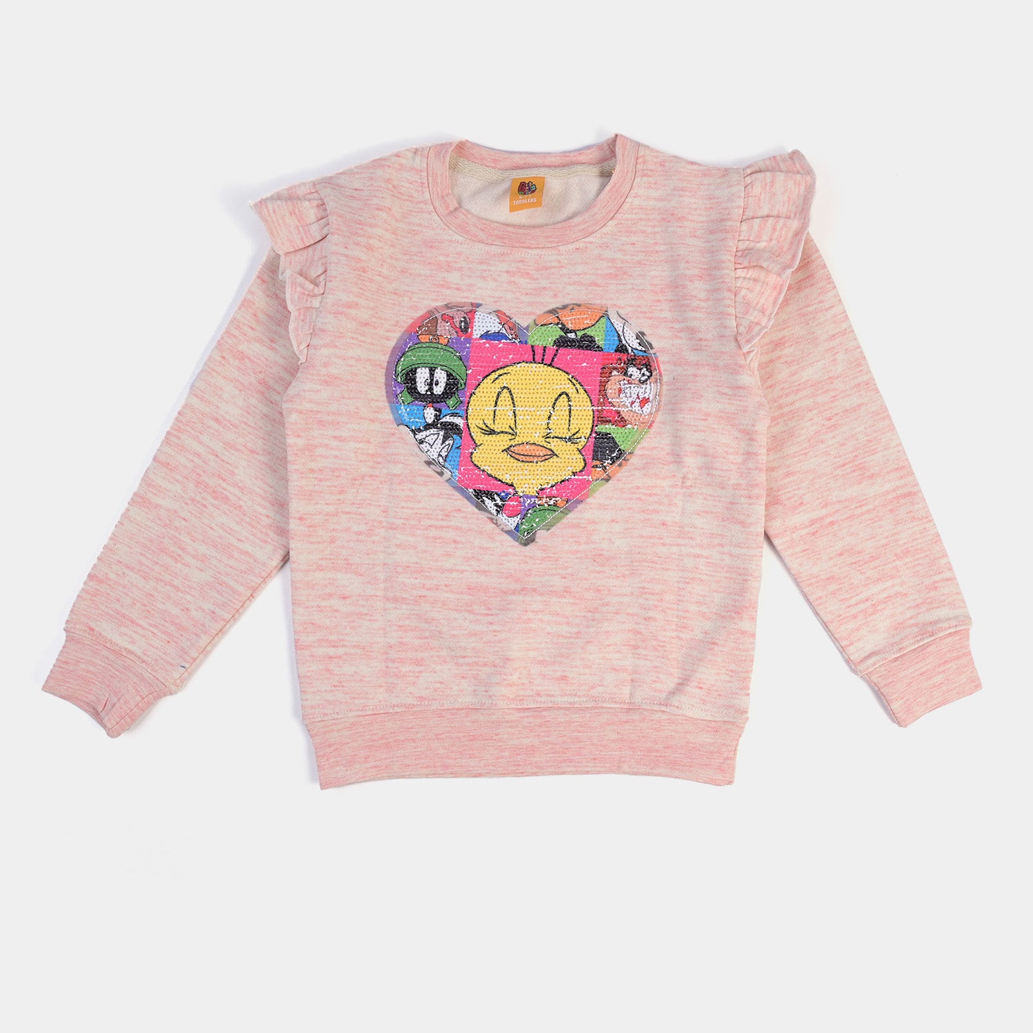 Girls Applique Graphic Sweatshirt (Fleece)- Pink
