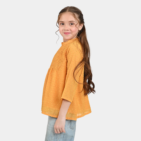 Girls Poly Cotton Casual Top-Citrus