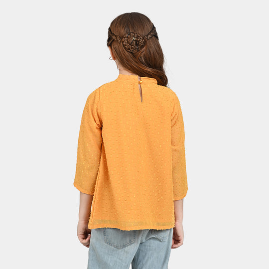 Girls Poly Cotton Casual Top-Citrus