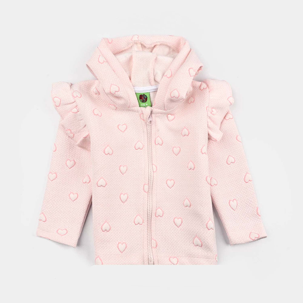 Infant Girls Jacquard Suit EMBOSHED HEARTS-PINK