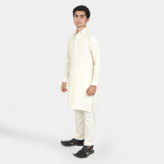 Teen Boys Poly Viscose Kurta Pajama-Off.White
