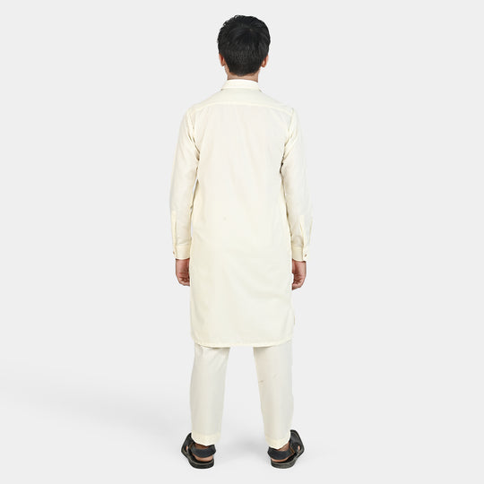 Teen Boys Poly Viscose Kurta Pajama-Off.White