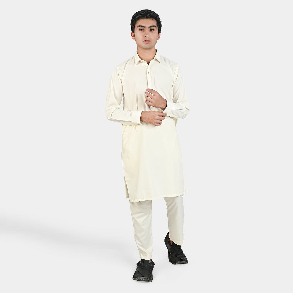 Teen Boys Poly Viscose Kurta Pajama-Off.White
