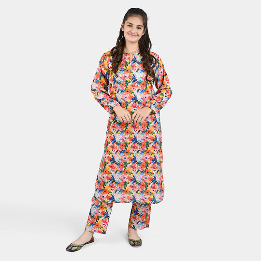 Teen Girls Cotton 2 PC Suit-Floral-Multi