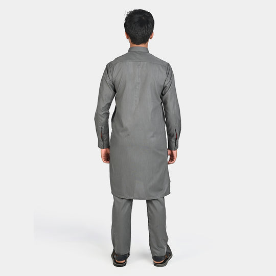 Teen Boys Poly Viscose Kurta Pajama-CHARCOAL