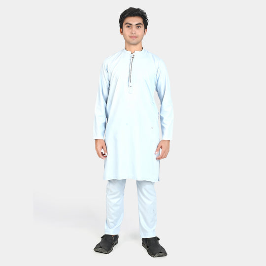Teen Boys Poly Viscose Kurta Pajama-Sky.Blue
