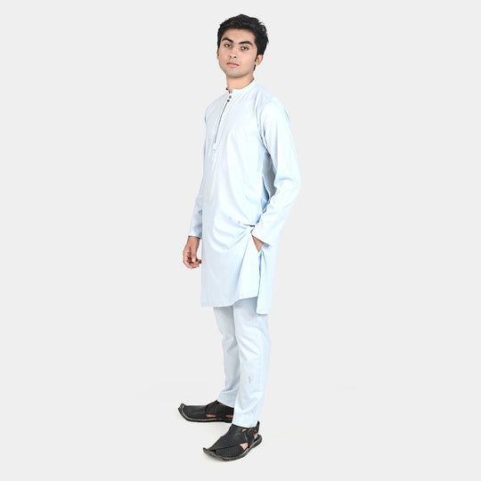 Teen Boys Poly Viscose Kurta Pajama-Sky.Blue