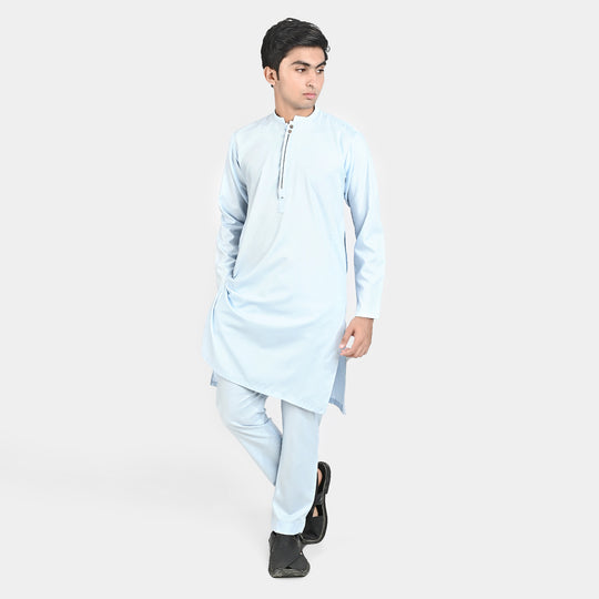 Teen Boys Poly Viscose Kurta Pajama-Sky.Blue