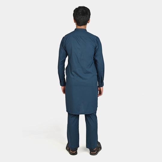 Teen Boys Poly Viscose Kurta Pajama-Teal