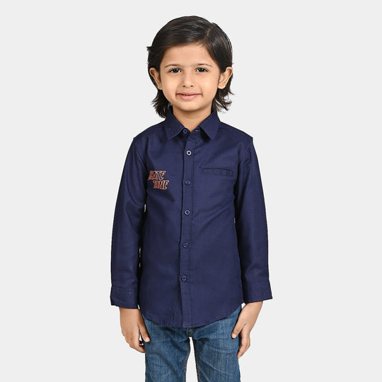 Boys Oxford Casual Shirt (Skate Zone)-NAVY