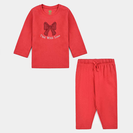 Infant Girls Cotton Interlock Suit THE BOW WORLD - Red