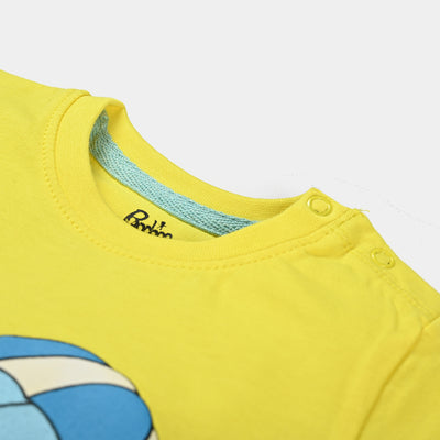 Infant Boys Cotton Jersey Round Neck T-Shirt Character | Yellow