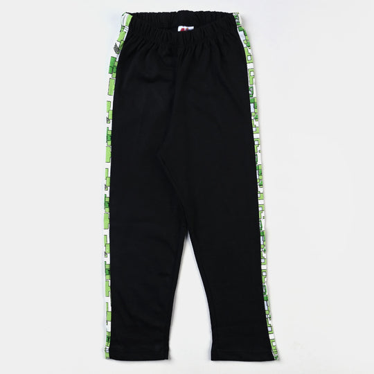 Boys Poly Cotton Jersey NightSuit Minecraft-Jet Black