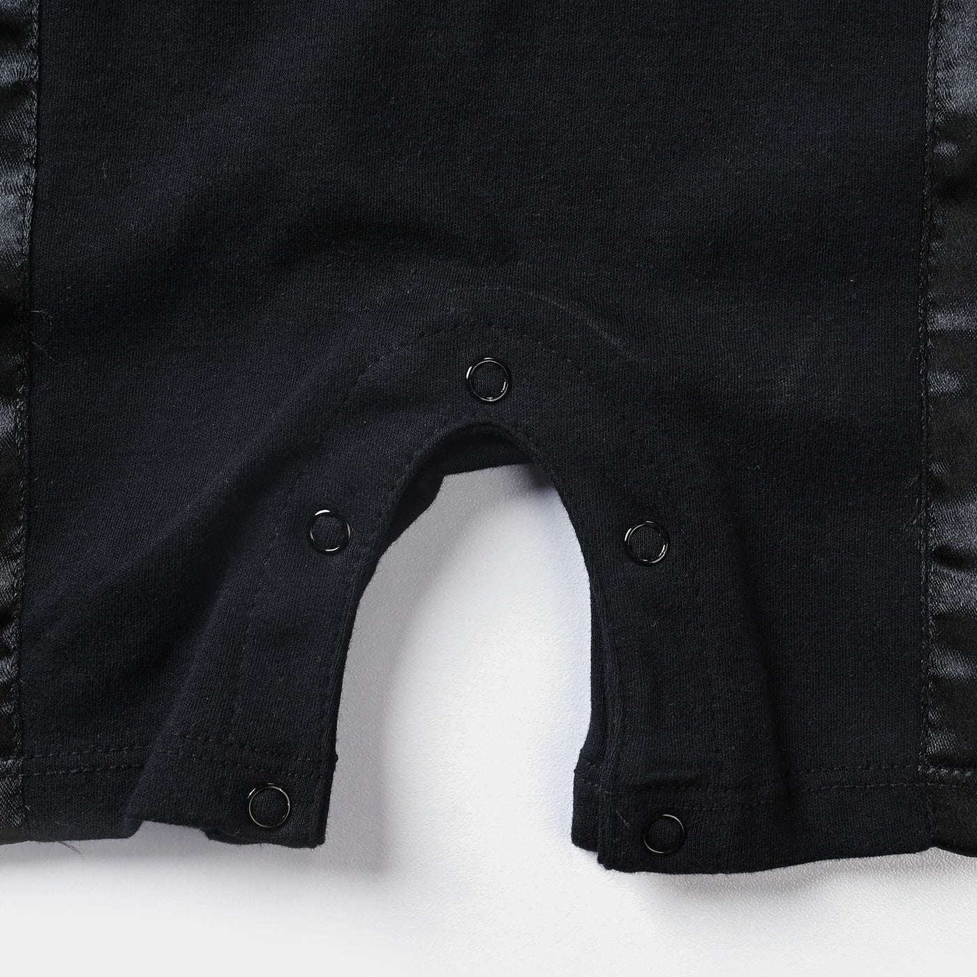 Infant Boys Cotton Interlock Knitted Romper Tuxedo-Jet Black