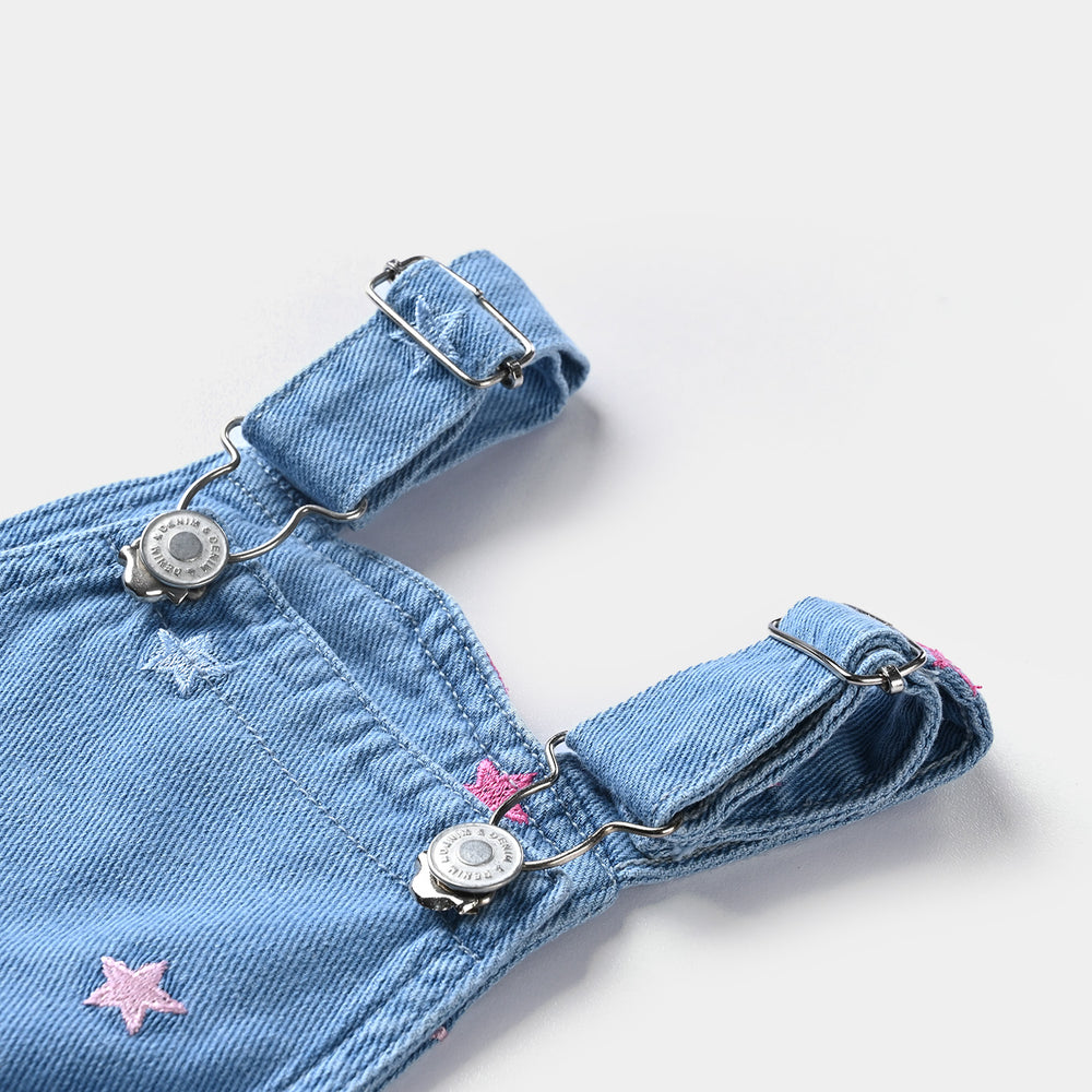 Infant Girls Denim rigid Dangri Stars EMB-LIGHT BLUE