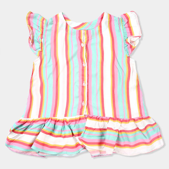 Girls Viscose Casual Top Colour Full Lines-Multi