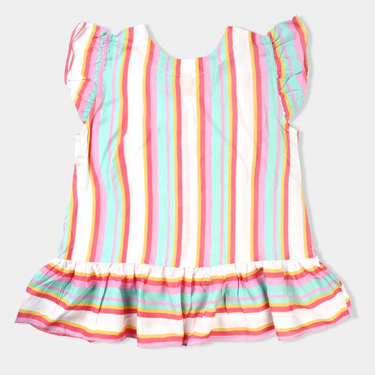 Girls Viscose Casual Top Colour Full Lines-Multi