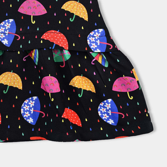 Girls Viscose Casual Top Umbrella-BLACK