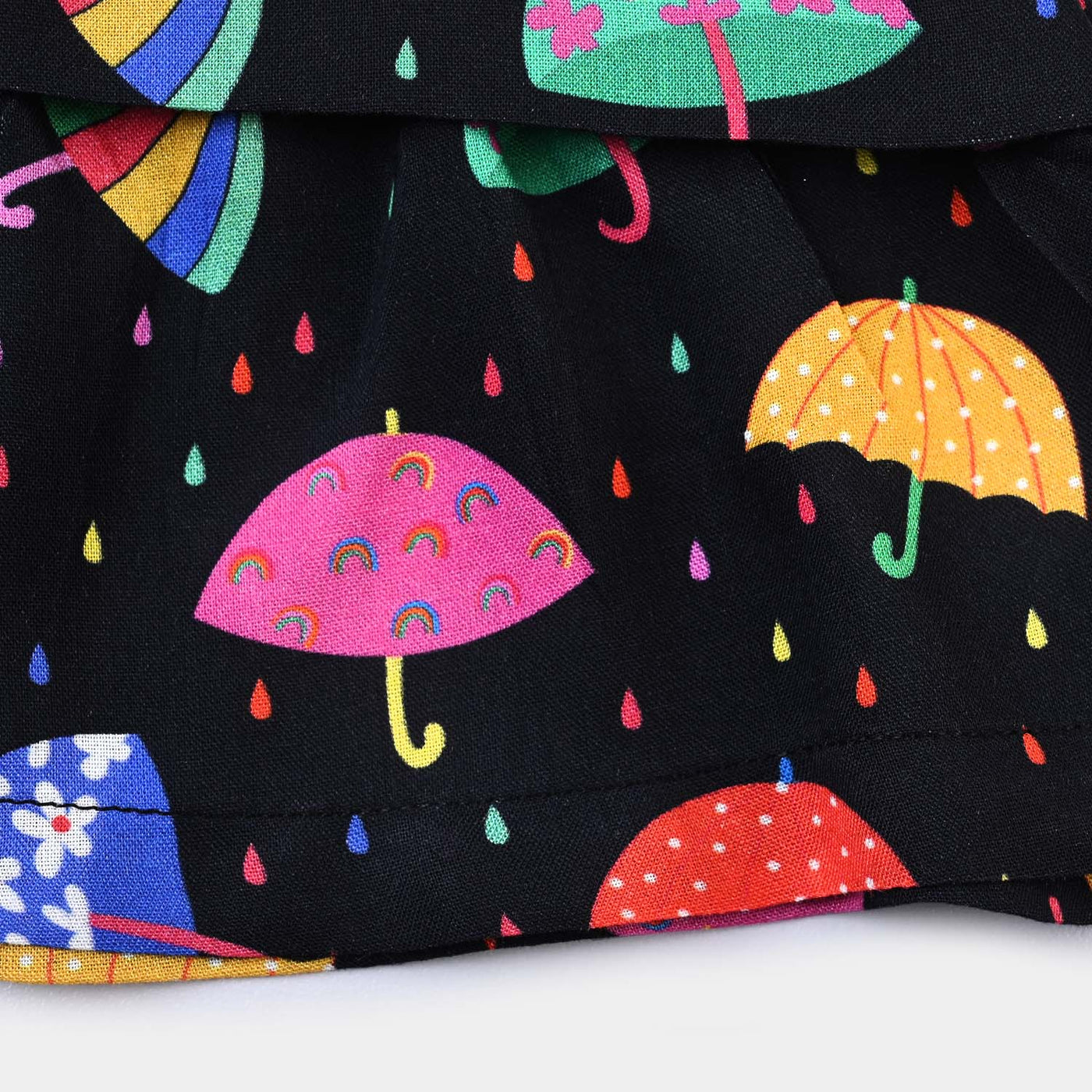 Infant Girls Viscose Casual Top Umbrella-BLACK