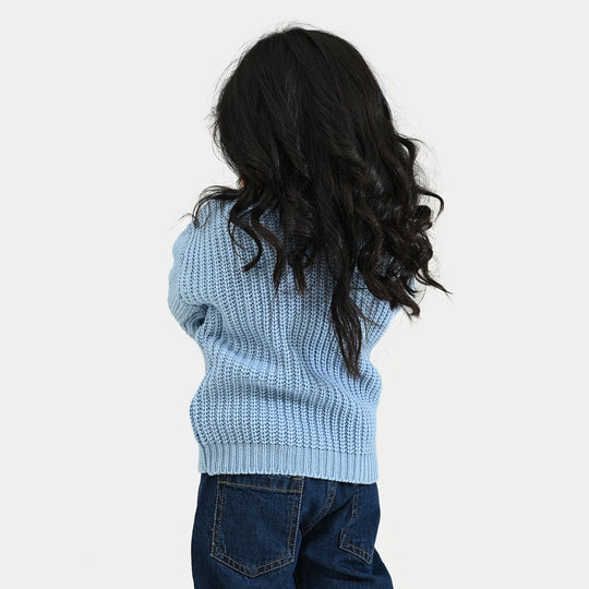 Infant Girls Acrylic Sweater-Sequence BOW-L.Blue