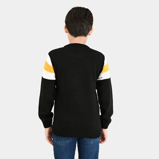 Boys Acrylic Sweater Character-Black/Yellow