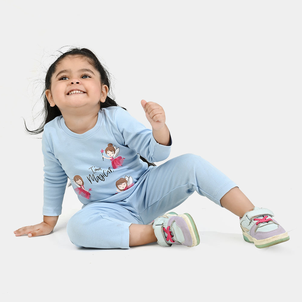 Infant Girls Cotton Interlock Suit LITTLE FAIRY-Powder Blue