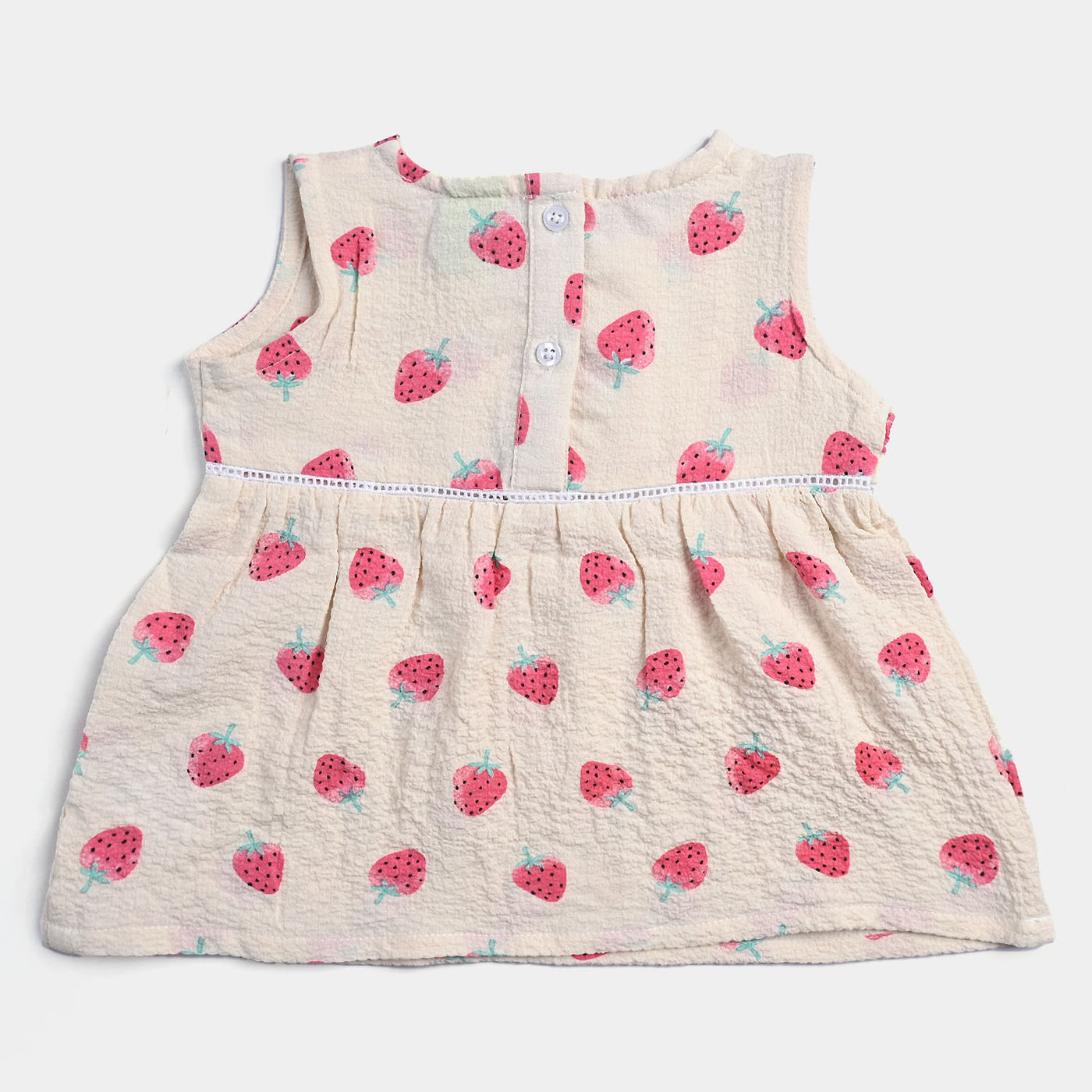 Infant Girls Jacquard Frock Strawberry-OFF-White