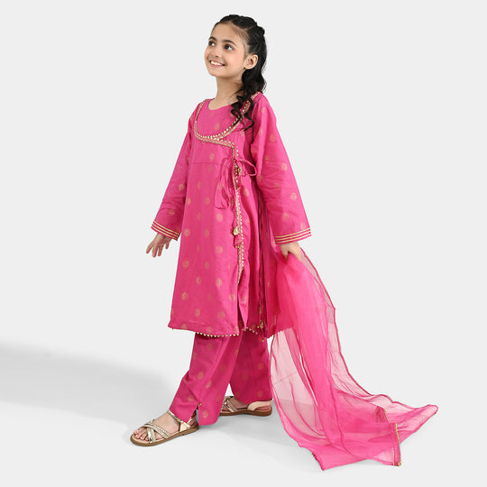 Girls Jacquard Fancy 3Pcs Heer-Magenta