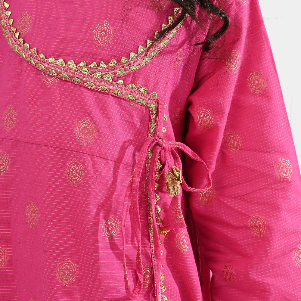 Girls Jacquard Fancy 3Pcs Heer-Magenta