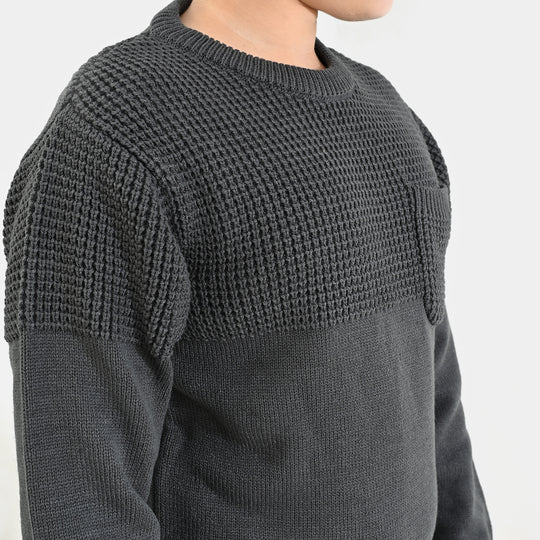 Boys Acrylic Sweater-Great Things - CHARCOAL
