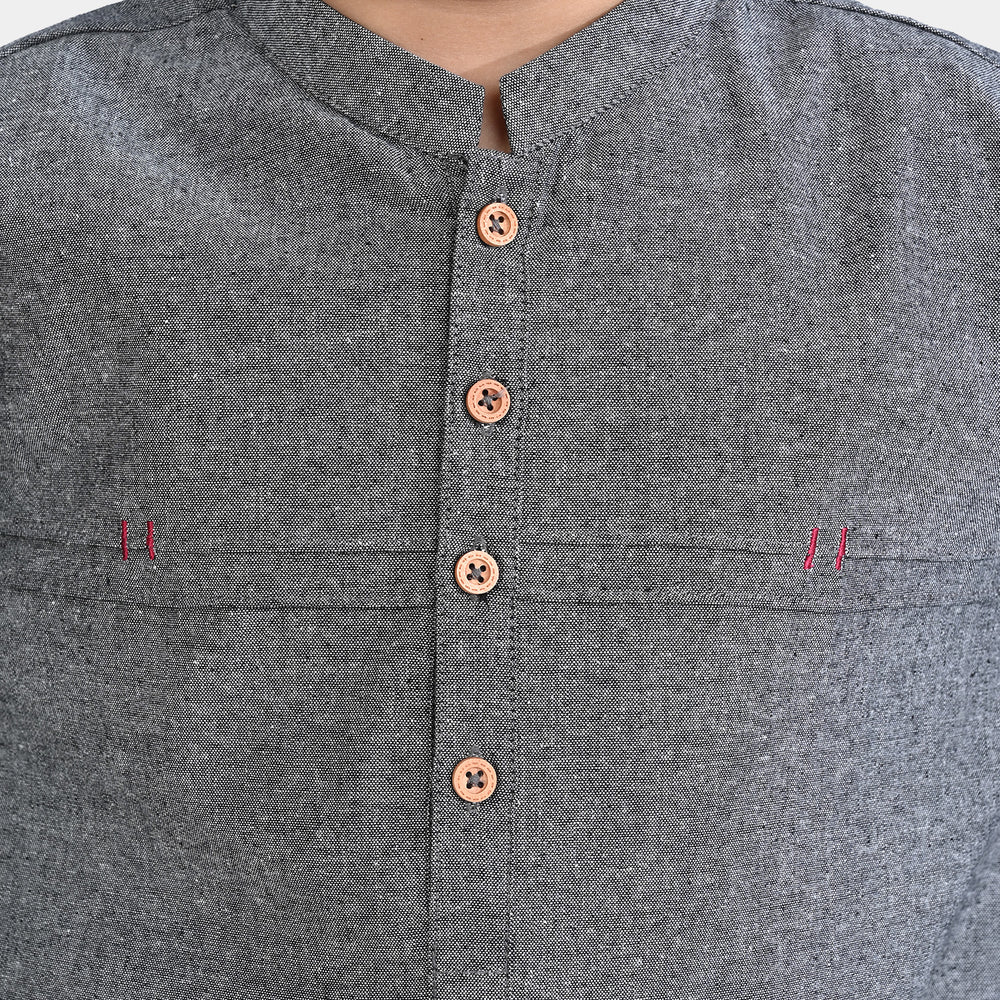 Boys Oxford Kurta Shalwar Suit -GREY