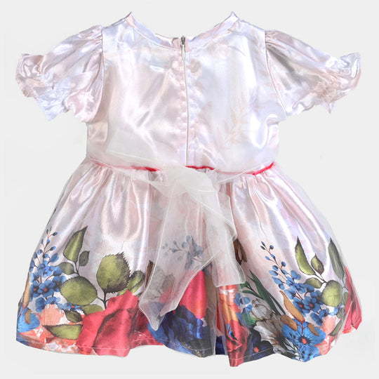 Infant Girls Poly Satin Fancy Frock Blooming-Multi