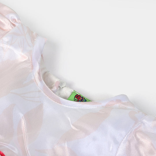 Infant Girls Poly Satin Fancy Frock Blooming-Multi