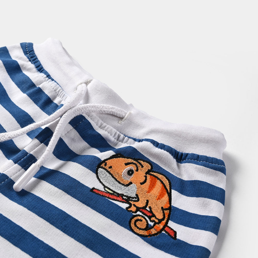 Infant Boys Cotton Terry Knitted Short Frog-White
