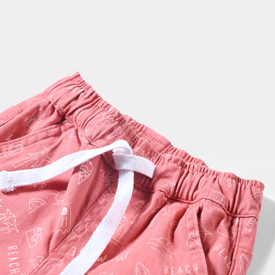 Infant Boys Cotton Twill Short Beach Wave-Coral
