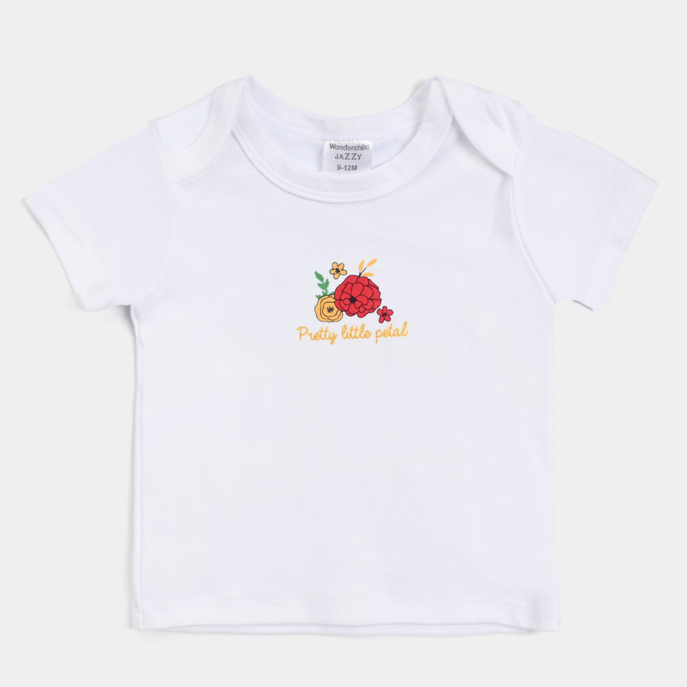 Infant Girls Cotton Interlock 3PCs Set-White