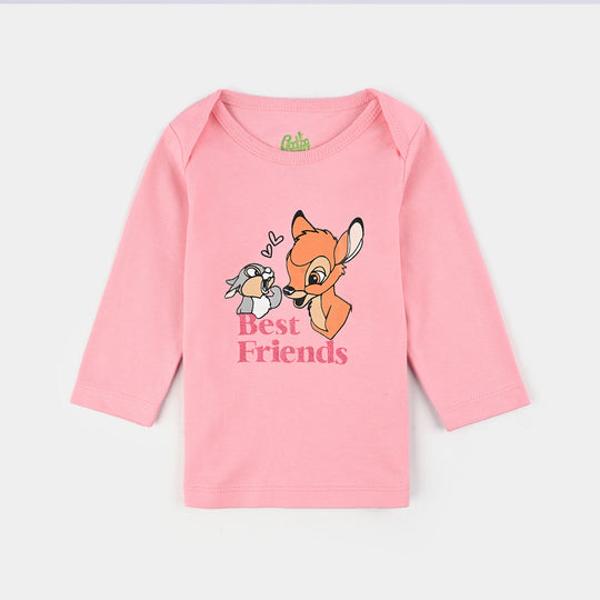 Infant Girls Cotton Interlock Bambi T-Shirt F/S Pack OF 3 - Pink/White