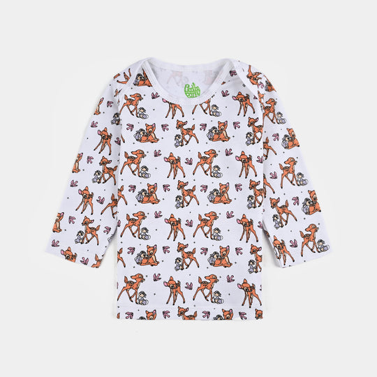 Infant Girls Cotton Interlock Bambi T-Shirt F/S Pack OF 3 - Pink/White