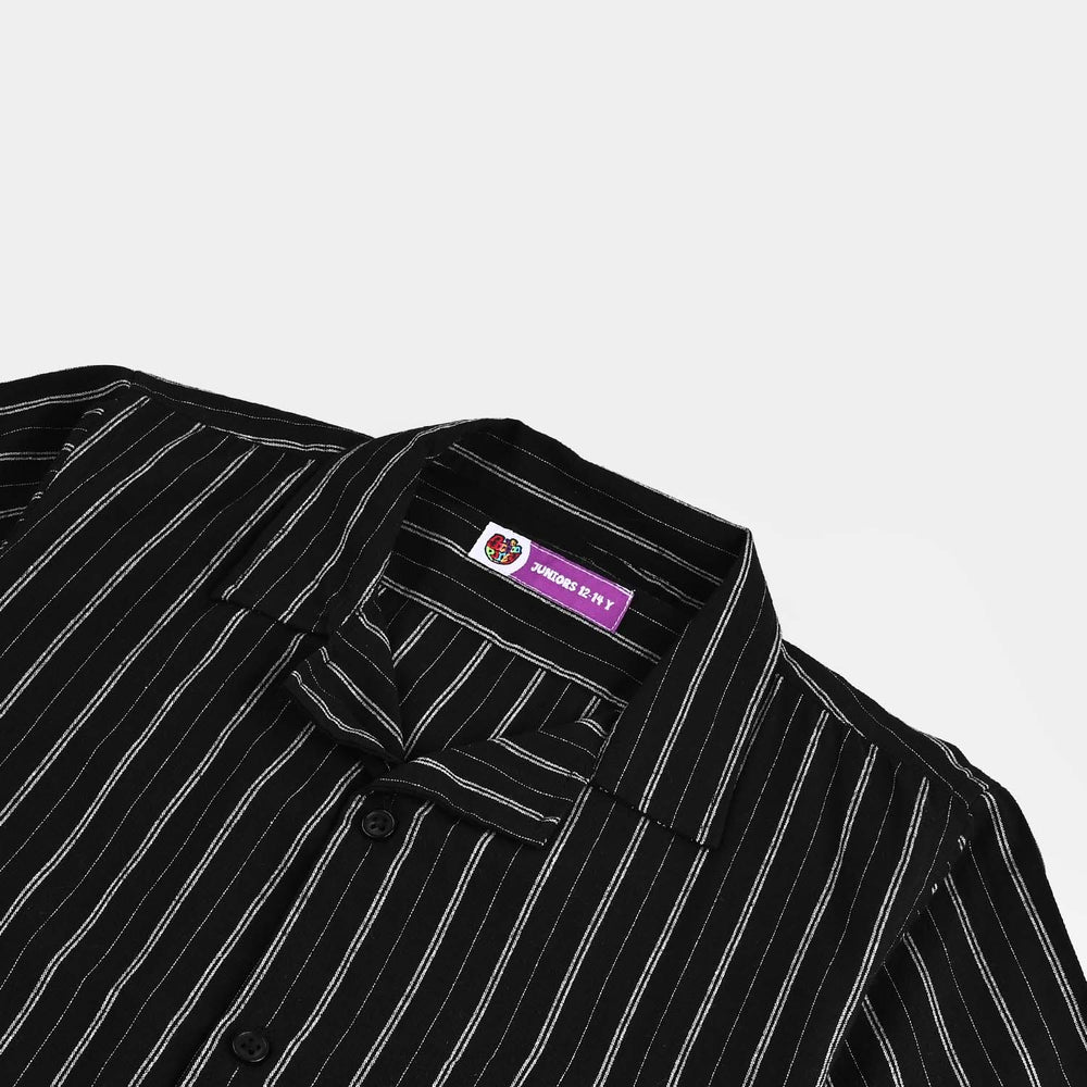 Boys Yarn Casual Dyed Shirt H/S (Game Over)-BLACK