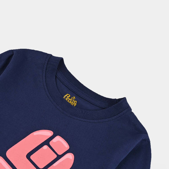 Girls Jersey/Terry T-Shirt F/S Lil SIS-PURPLE