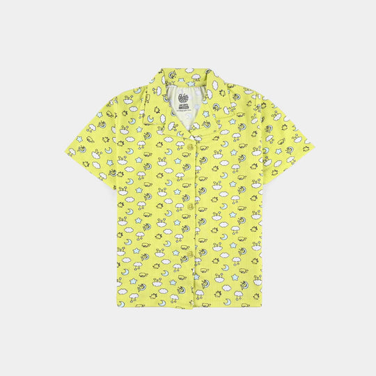 Infant Girls Drop needle Knitted Nightwear Clouds-Printed