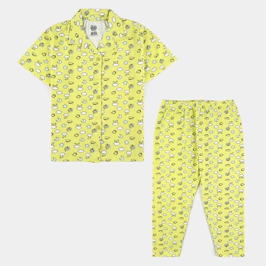 Infant Girls Drop needle Knitted Nightwear Clouds-Printed