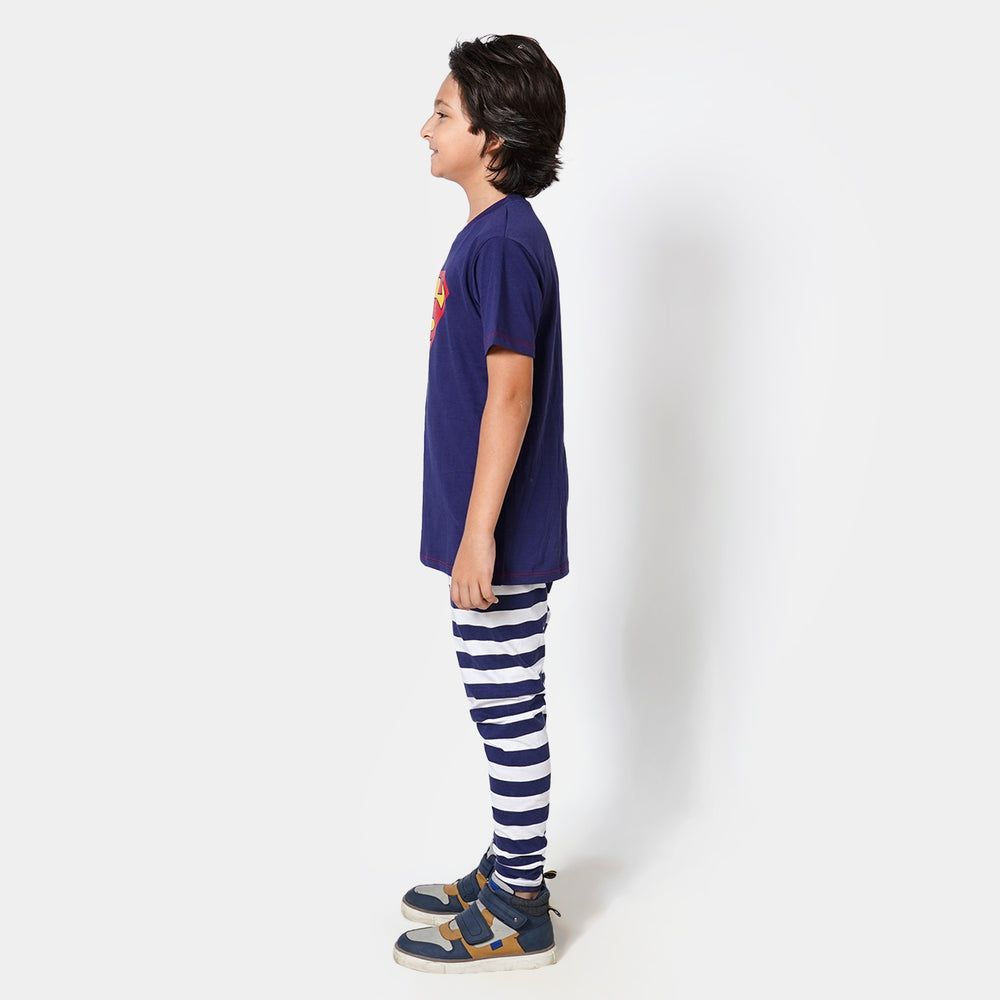 Boys Knitted NightWear Suit Action Hero - Navy Blue