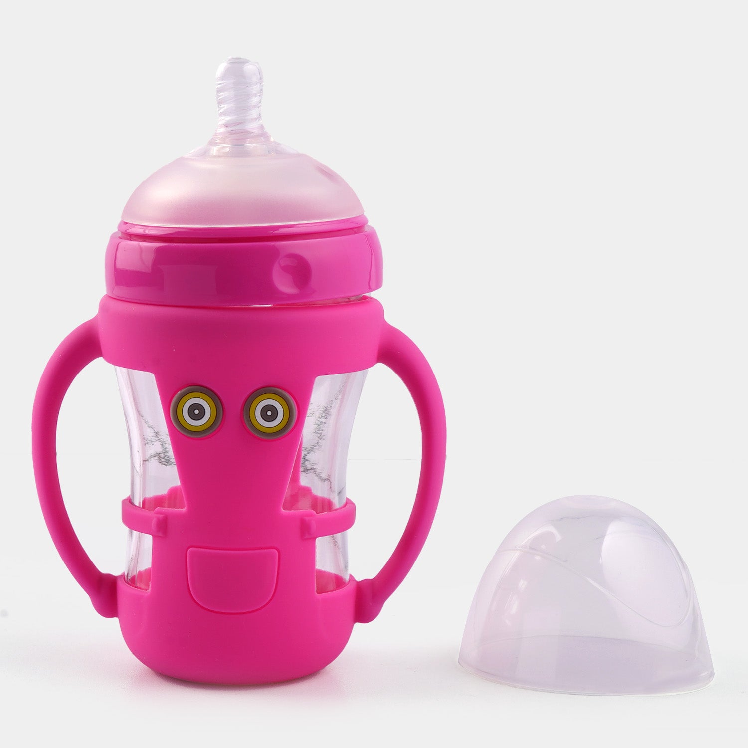 Pink Color Feeder For Babies In Glass Material